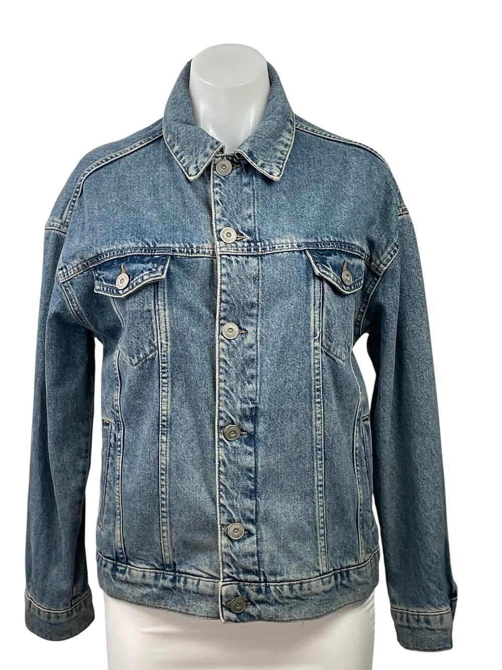 Urban Outfitters BDG Blue Button Down Long Sleeve Denim Jean Coat Jacket Top XS